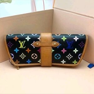 Louis Vuitton X Takashi Murakami Black Monogram Multicolore Shirley Bag.
